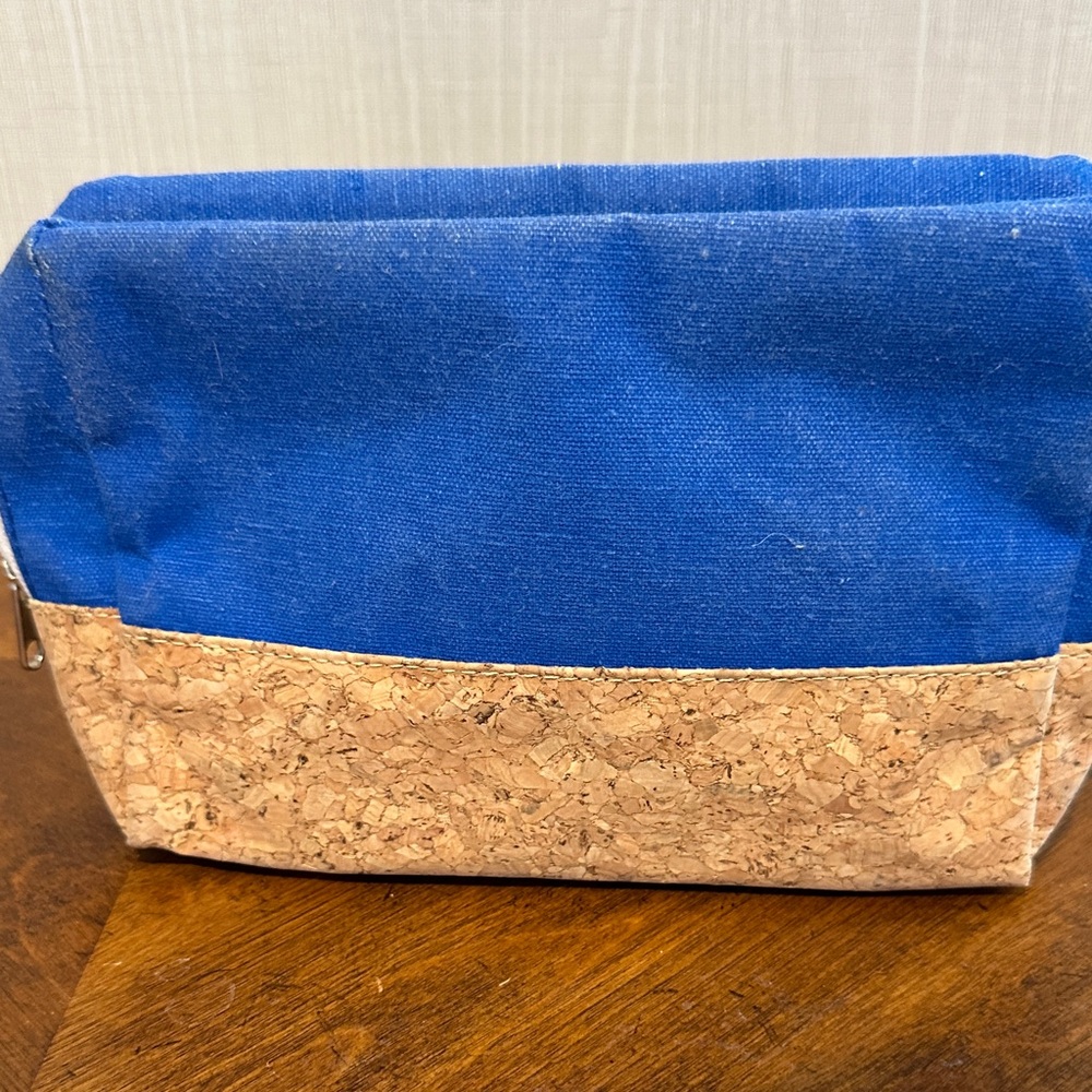 Blue and Tan Cosmetic Bag with Paw Print - Picture 3 of 5